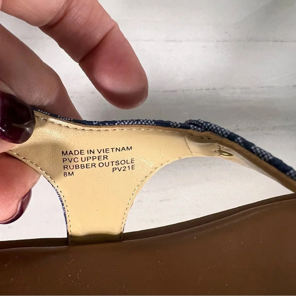 Michael Kors Plate Flat Thong Sandal Blue Denim Monogram Womens Size 8 - Picture 8 of 12